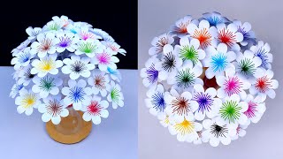 DIYPaper flowers Guldasta made with Empty Plastic bottlesPaper ka Guldasta Banane ka Tarika [upl. by Hayne156]