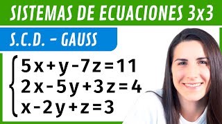 SISTEMAS de Ecuaciones 3x3 SCD ✅ Método de GAUSS [upl. by Sabas906]