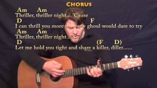 Thriller Michael Jackson Strum Guitar Cover Lesson with ChordsLyrics  Capo 4th [upl. by Sinnal]