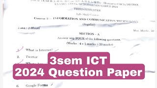 Degree 3sem ICT Question Paper November 2024  Degree ICT Exam UG 3rd Semester Regular Exams 2024 [upl. by Nymrak409]