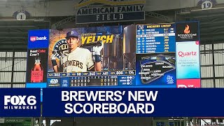 New scoreboard debuts at American Family Field  FOX6 News Milwaukee [upl. by Ordnajela]