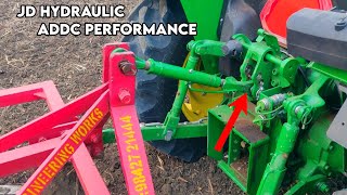 John Deere 5105 40 HP 4wd tractor ADDC performance  ADDC Hydraulic settings Duck foot cultivator [upl. by Isteb478]