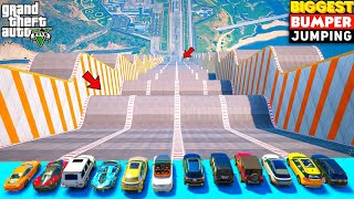 GTA 5 100 INDIAN CARS Vs WORLD LONGEST BUMPER JUMP CHALLENGE 😱 IMPOSSIBLE TRACK🔥 GTA 5 MODS [upl. by Oilicec]