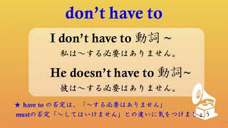 中2英語・英検４級 英語リスニング学習21 dont have to 中学英語 have to の否定文 英語やり直し 中学英語の文法 [upl. by Previdi195]