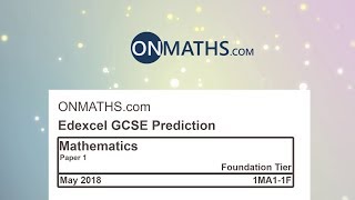 2018 Predicted Maths GCSE Paper 1 Edexcel Foundation Paper 1 Non Calculator Exam 1MA11F [upl. by Maryanne]