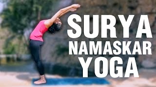 How To Do SURYA NAMASKAR POSES  Step By Step For Beginners [upl. by Hashim]