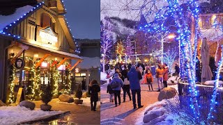 Christmas Village and Lights at Blue Mountain Ontario Canada Holiday Magic Winter Holliday Lights 4K [upl. by Jit580]