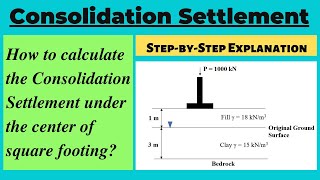 Consolidation Settlement at the center of square footing  Overconsolidated Soil [upl. by Aggappera]