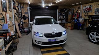 Skoda Octavia A7 Установка лазерных линз Aozoom Laser gen5 BILED  Ангельские глазки [upl. by Adeline]