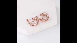 Rose Gold Plated Triple Hoop Earrings [upl. by Sally]