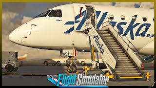 First flight in the FSS Embraer E175 SkyWest winter ops Fairbanks ✈ Nome  MSFS [upl. by Kaiulani]