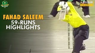 Fahad Saleem 59 Runs Highlights  Final  InterCollege Ramadan T20 Cup 2024  M4A1A [upl. by Eadie410]