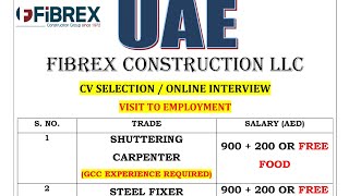 UAE FIBREX CONSTRUCTION LLC MPh 9418381725 9816171358 foreignemploymentinfovaca7070 [upl. by Ahsilif321]