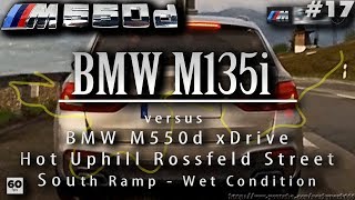 BMW M135i vs BMW M550d xDrive Touring Hot Uphill Rossfeld Street South ramp Made with Waylens™ 17 [upl. by Irmine]