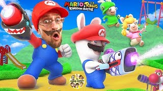 SUPER HERO MARIO vs PLAYGROUND RABBIDS Skit FGTEEV plays Mario  Rabbids Kingdom Battle Switch [upl. by Shippee]