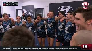 Carlton sing the team song after improving to 82 with win over Sydney [upl. by Olecram]