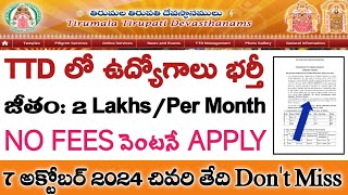 TTD లో కొత్త ఉద్యోగాలు భర్తీ  TTD Job Notification 2024  TTD Jobs  Ap Jobs  Tech Guruvu [upl. by Case]