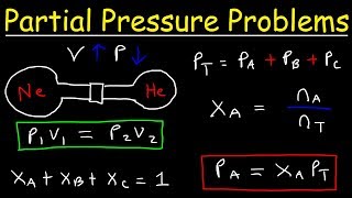 Daltons Law of Partial Pressure Problems Mole Fraction Chemistry Gas Laws [upl. by Cole]