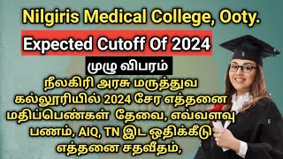 Cutoff 2024  Nilgris Medical College  Full Details Seat Matrix fee structure Reservation AIQ TN [upl. by Etnad329]