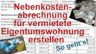 Nebenkostenabrechnung vermietete Eigentumswohnung korrekt erstellen  vermietershop [upl. by Riegel]