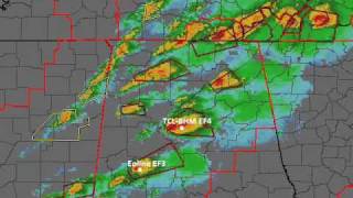 April 27 2011 Alabama Tornadoes  Radar and Tornado Tracking [upl. by Yuji450]