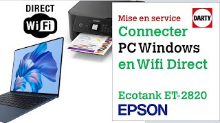 Configurer un PC en wifi direct avec une imprimante Ecotank ET2820 [upl. by Dnalyag]