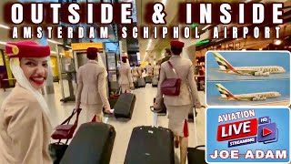 LIVE OUTSIDE and INSIDE Amsterdam Schiphol Airport [upl. by Nirik347]