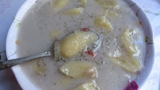 How To Cook Banana Porridge Dessert  Khmer Popular Dessert [upl. by Valdes]