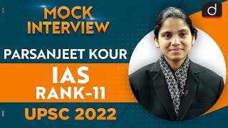 Parsanjeet Kour IAS Rank11  UPSC CSE 2022  English Medium  Drishti IAS English [upl. by Adallard]