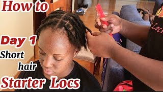 Simple Stater Locs Tutorial on Short Hair  Interlocking amp Instant Crotchet Method [upl. by Zenger471]