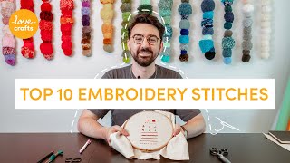 Embroidery for beginners  TOP 10 stitches [upl. by Ehcropal]