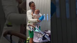 How to Pack Your Stroller When Flying Solo With a Baby shorts [upl. by Ahtelat]