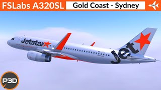 P3D v53 FSLabs A320 SL Jetstar  Gold Coast to Sydney  VATSIM Full flight [upl. by Diena51]