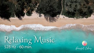 Relaxing Music 528Hz 60min  acoustic guitar with wave sound for relax work study sleep yoga [upl. by Adleremse]