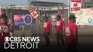 Detroit Marathon refinery union workers go on strike [upl. by Oiruam68]