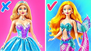 From Barbie 👗 to Mermaid 🧜‍♀️  Amazing Doll Gadgets amp Easy Crafts for Epic Makeovers [upl. by Harsho]