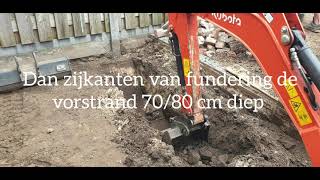 fundering uitbouw 3m uitgraven [upl. by Bobker]