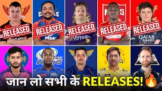 IPL 2024  All 10 Teams RELEASE Players List  IPL Auction 2024  IPL 2024 Released Players [upl. by Nessa]