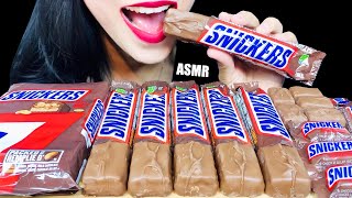 ASMR SNICKERS CHOCOLATE 누텔라 크레이프 롤  LaniEats ASMR [upl. by Enelra]