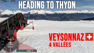 4K Skiing Veysonnaz Heading to Thyon 2000 4 Vallées Switzerland GoPro HERO11 [upl. by Sibeal]