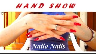 💗 GENTLE HAND MOVEMENTS  NATURAL LONG NAILS  GLOSSY RED POLISH [upl. by Tremain856]