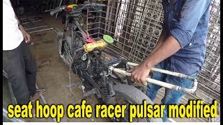 seat hoop cafe racer pulsar modification  35 motorcycle led spotlights  bullet singh boisar [upl. by Inirt43]