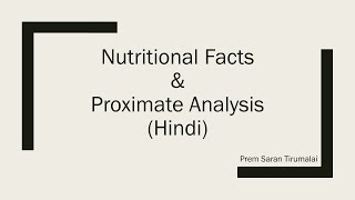 Nutritional Facts and Introduction to Proximate Analysis Hindi [upl. by Sinnelg]