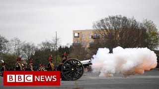 Gun salutes mark the death of Prince Philip  BBC News [upl. by Everara]