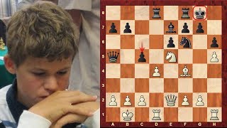 Magnus Carlsen Child Chess Prodigy Game vs Thomas Ernst Jan 2004  CaroKann B19  Brilliancy [upl. by Ediva349]