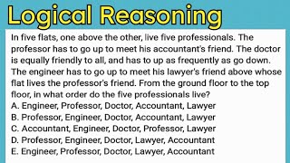 Logical Reasoning From the ground floor to the top in what order do the five professionals live [upl. by Sherar]