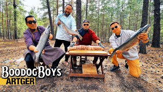 FISH BOODOG First Time Ever Mongolian HOTSTONE Grilling Gone EXTREME  Boodog Boys [upl. by Sylvie]