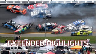 Big wrecks wild finish and a surprise winner Daytona 500  Extended Highlights [upl. by Nylhtiak]