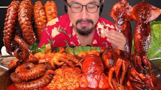 GIANT OCTOPUS 🐙MUKBANG 😜 SEA FOOD MUKBANG  OCTOPUS WITH ENOKI MUSHROOM MUKBANG  EATING SHOW [upl. by Akiemaj]