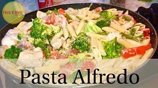 Como Hacer Pasta Alfredo con Pollo y Camarones 🍝  Receta Pasta Alfredo 2022 [upl. by Salhcin]